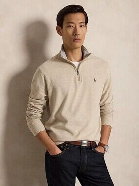Polo by Ralph Lauren Men's Cream Quarter-Zip Sweatshirt